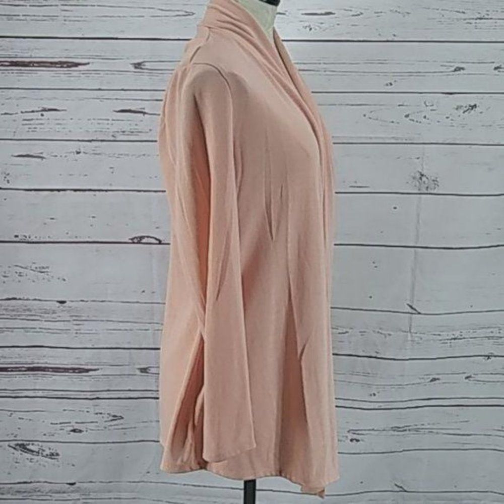J.W. Style Coral Light Pink Soft Drape Front Duster Cardigan Size XL - Picture 2 of 6